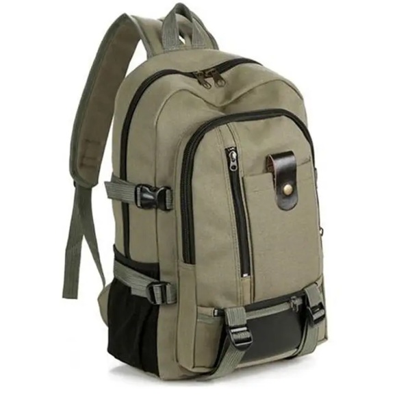 Other - Green Canvas Tactical Backpack / For Student, Commuting, Hiking, & Traveling